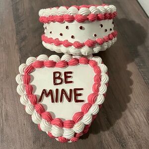 Heart Shaped Cake 'Be Mine' Decorative Dessert Valentine’s Day Resin Decor